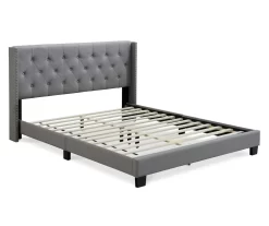Gray Upholstered Shelter Wingback Queen Bed -Deco Haven Shop 810513491 3
