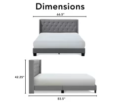 Gray Upholstered Shelter Wingback Queen Bed -Deco Haven Shop 810513491 6