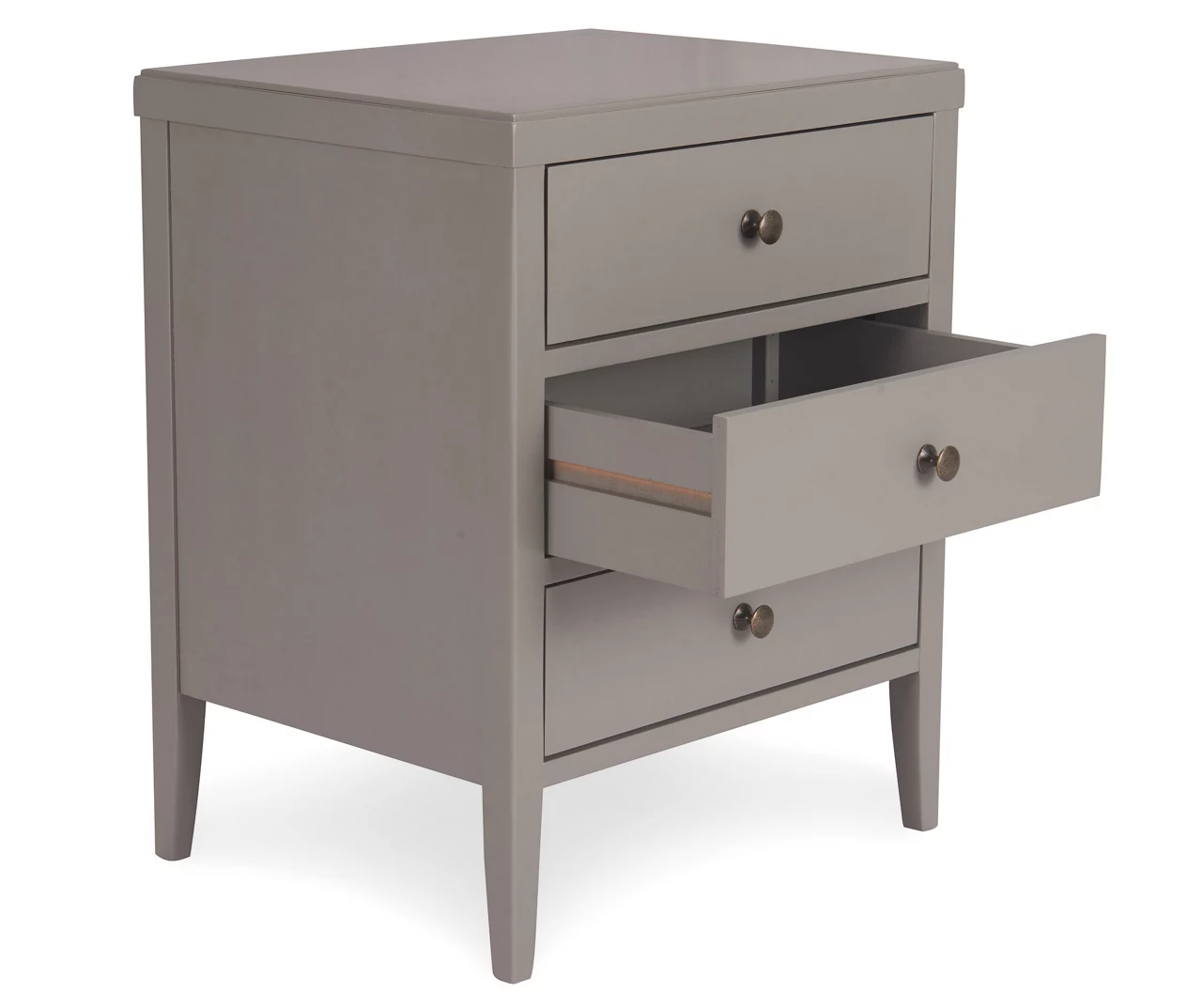 Gray Finley Wood 3-Drawer Nightstand 4 Gray Finley Wood 3-Drawer Nightstand - Image 4