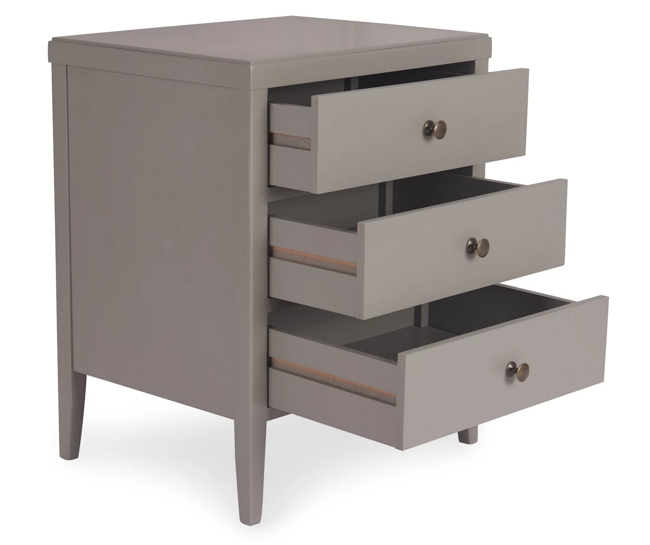Gray Finley Wood 3-Drawer Nightstand 6 Gray Finley Wood 3-Drawer Nightstand - Image 6