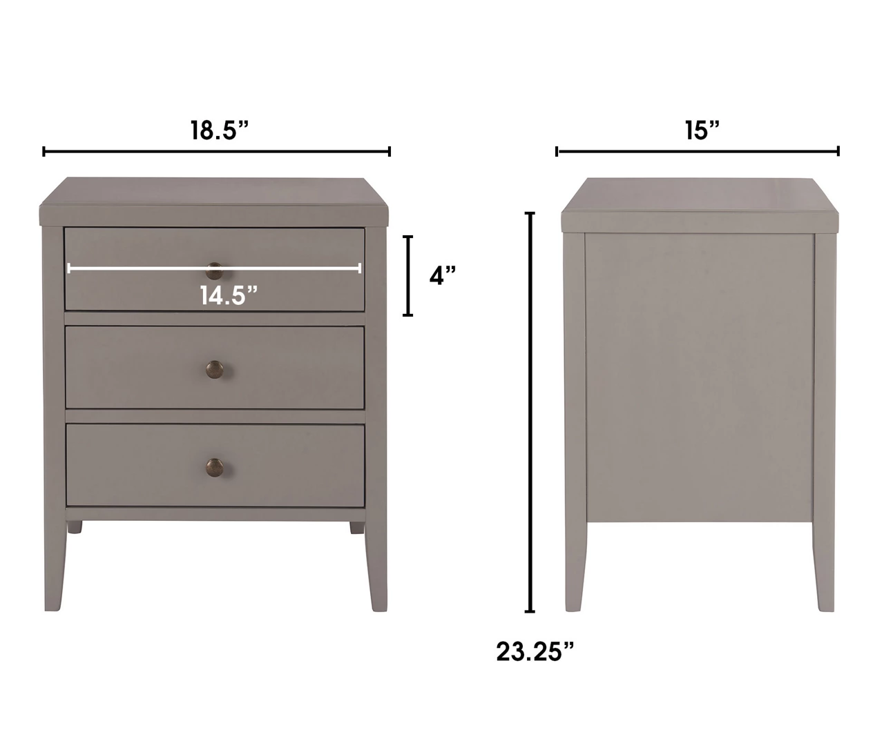 Gray Finley Wood 3-Drawer Nightstand 10 Gray Finley Wood 3-Drawer Nightstand - Image 10