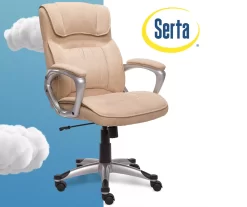 Fawn Tan Linen Executive Office Chair -Deco Haven Shop 810513549