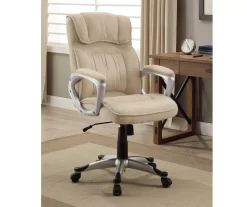 Fawn Tan Linen Executive Office Chair -Deco Haven Shop 810513549 3