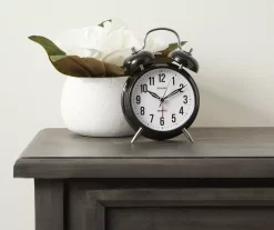 Sharp Black & Silver Twin Bell Alarm Clock -Deco Haven Shop 810514647 2