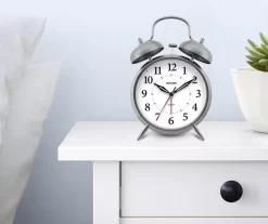 Sharp Brushed Nickel Twin Bell Alarm Clock -Deco Haven Shop 810514648 31