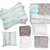 Aqua & Gray Stripe Full 14-Piece Reversible Comforter Set