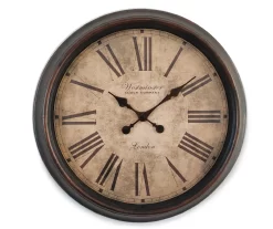 Brown Mahogany Antiqued Wall Clock