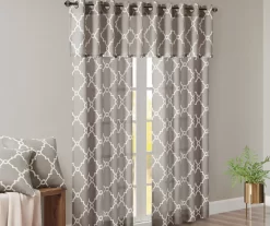 Sereno Fretwork Gray Light-Filtering Grommet Curtain Panel, (84") -Deco Haven Shop 810517992 810517993 810517994 10