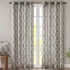 Sereno Fretwork Gray Light-Filtering Grommet Curtain Panel, (84")