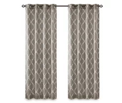 Sereno Fretwork Gray Light-Filtering Grommet Curtain Panel, (84") -Deco Haven Shop 810517992 810517993 810517994 11