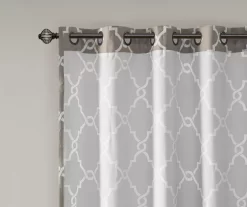 Sereno Fretwork Gray Light-Filtering Grommet Curtain Panel, (84") -Deco Haven Shop 810517992 810517993 810517994 4