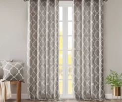 Sereno Fretwork Gray Light-Filtering Grommet Curtain Panel, (84") -Deco Haven Shop 810517992 810517993 810517994 7