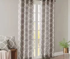 Sereno Fretwork Gray Light-Filtering Grommet Curtain Panel, (84") -Deco Haven Shop 810517992 810517993 810517994 8
