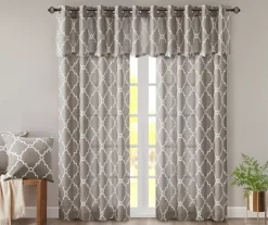 Sereno Fretwork Gray Light-Filtering Grommet Curtain Panel, (84") -Deco Haven Shop 810517992 810517993 810517994 9
