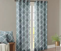 Sereno Fretwork Blue Light-Filtering Grommet Curtain Panel, (63") -Deco Haven Shop 810518012 810517719 810517720 1