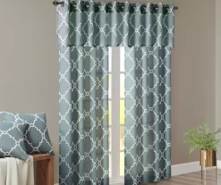 Sereno Fretwork Blue Light-Filtering Grommet Curtain Panel, (63") -Deco Haven Shop 810518012 810517719 810517720 10