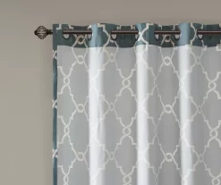 Sereno Fretwork Blue Light-Filtering Grommet Curtain Panel, (63") -Deco Haven Shop 810518012 810517719 810517720 4