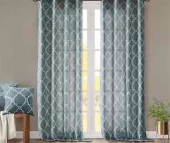 Sereno Fretwork Blue Light-Filtering Grommet Curtain Panel, (63") -Deco Haven Shop 810518012 810517719 810517720 7