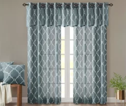 Sereno Fretwork Blue Light-Filtering Grommet Curtain Panel, (63") -Deco Haven Shop 810518012 810517719 810517720 9