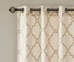 Sereno Fretwork Beige & Gold Light-Filtering Grommet Curtain Panel, (84") -Deco Haven Shop 810518028 810518029 810518030 3 1