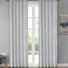 Bryce Velvet Light Gray Room-Darkening Rod Pocket Curtain Panel Pair, (95")