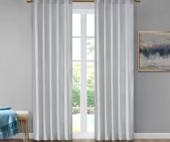 Bryce Velvet Light Gray Room-Darkening Rod Pocket Curtain Panel Pair, (95")
