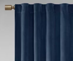 Bryce Velvet Navy Room-Darkening Rod Pocket Curtain Panel Pair, (84") -Deco Haven Shop 810518085 810518086 810518087 4