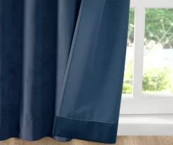 Bryce Velvet Navy Room-Darkening Rod Pocket Curtain Panel Pair, (84") -Deco Haven Shop 810518085 810518086 810518087 6