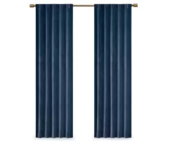 Bryce Velvet Navy Room-Darkening Rod Pocket Curtain Panel Pair, (84") -Deco Haven Shop 810518085 810518086 810518087 8