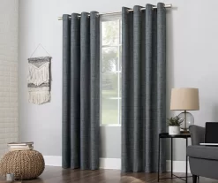 Wilbon Navy Denim Blackout Grommet Curtain Panel, (96") -Deco Haven Shop 810518494 4