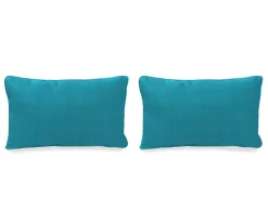 Peacock Green Outdoor Lumbar Throw Pillows, 2-Pack