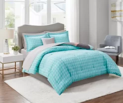 Zuri Aqua Reversible Comforter Set -Deco Haven Shop 810523140 810523141 810523142 810523143 3