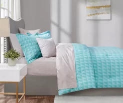 Zuri Aqua Reversible Comforter Set -Deco Haven Shop 810523140 810523141 810523142 810523143 5