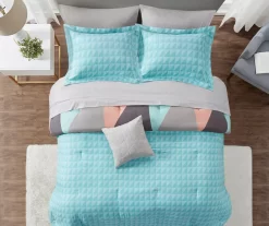 Zuri Aqua Reversible Comforter Set -Deco Haven Shop 810523140 810523141 810523142 810523143 7