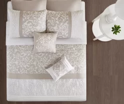 Casey Neutral Embroidered Queen 8-Piece Comforter Set -Deco Haven Shop 810523145 810523146 2