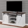 60" Dark Brown & White Barn Door TV Stand