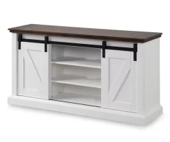 60" Dark Brown & White Barn Door TV Stand -Deco Haven Shop 810523487 3