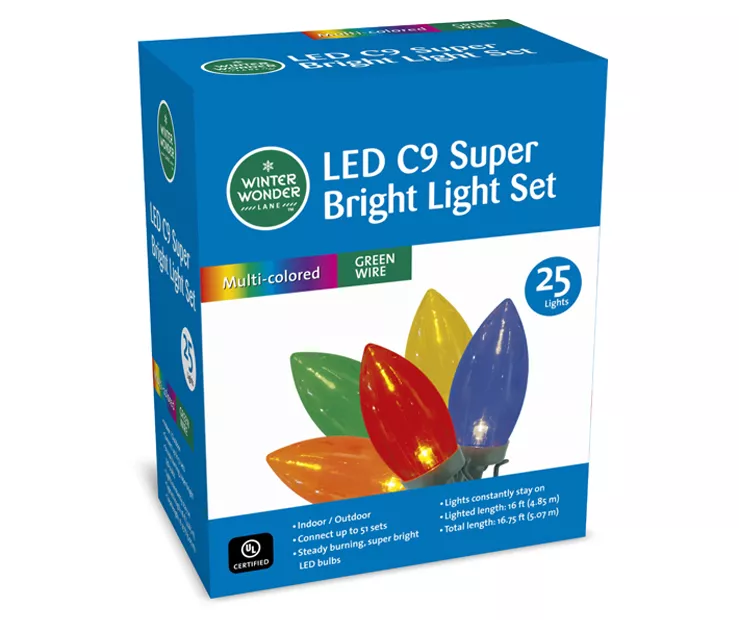 Multi-Color Super Bright LED C9 Light Set, 25-Lights 2 Multi-Color Super Bright LED C9 Light Set, 25-Lights - Image 2