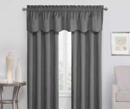 Eclipse Charcoal Canova Room Darkening Thermal Valance -Deco Haven Shop 810525404 1