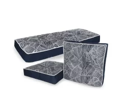 Navy Blue Banana Leaf Outdoor Chair & Settee Cushion Set