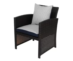 Navy Blue Tick Stripe 4-Piece Reversible Deluxe Outdoor Chair Cushions Set -Deco Haven Shop 810525547 3