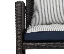 Navy Blue Tick Stripe 4-Piece Reversible Deluxe Outdoor Chair Cushions Set -Deco Haven Shop 810525547 5