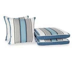 Captain's Blue Stripe 4-Piece Reversible Deluxe Outdoor Cushion Set -Deco Haven Shop 810525549 5
