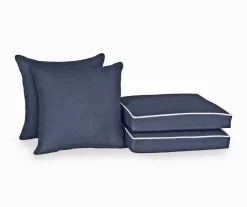 Navy Blue 4-Piece Deluxe Outdoor Chair Cushion Set -Deco Haven Shop 810525551 5