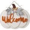 "Welcome" White Pumpkin Hanging Wall Decor