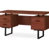 60" Cherry Woodgrain & Black Floating Desk