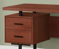 60" Cherry Woodgrain & Black Floating Desk -Deco Haven Shop 810527325 3
