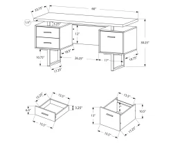 60" Cherry Woodgrain & Black Floating Desk -Deco Haven Shop 810527325 5