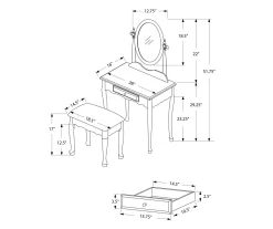 Antique White 2-Piece Mirror Vanity Set -Deco Haven Shop 810527351 6