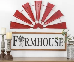 Red Half Windmill Wheel Wall Decor -Deco Haven Shop 810528351 9